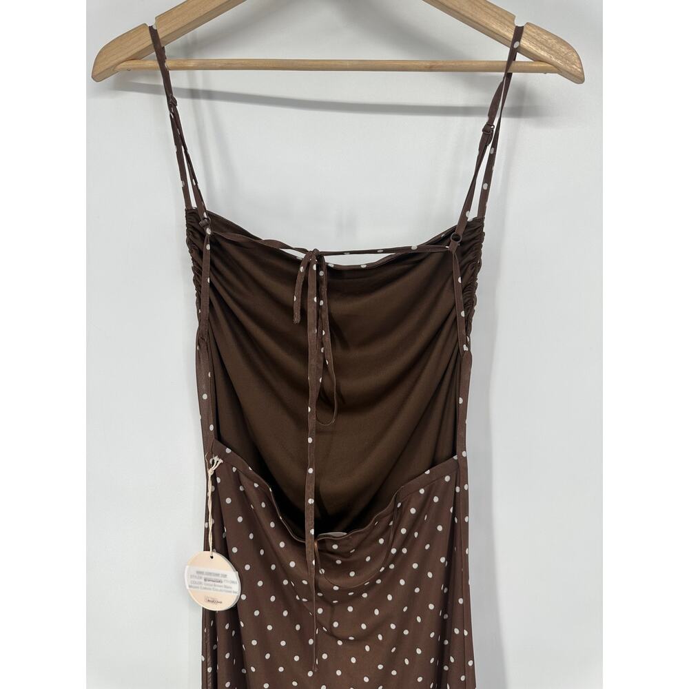 Camila Coelho Polka Dot Maxi Dress Draped Spaghetti Strap Open Back Backless - Picture 6 of 9